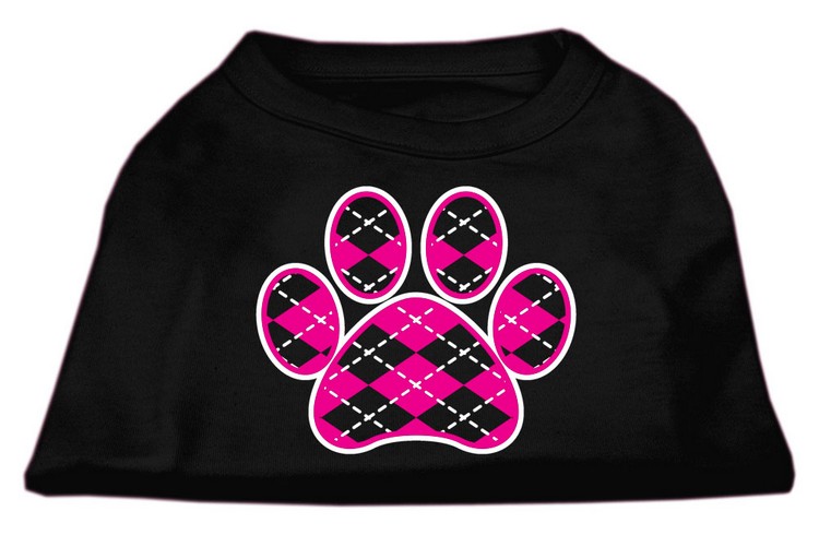 Argyle Paw Pink Screen Print Shirt Black Med